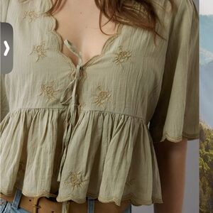 Embroidered Olive Women's fairy woodland Top